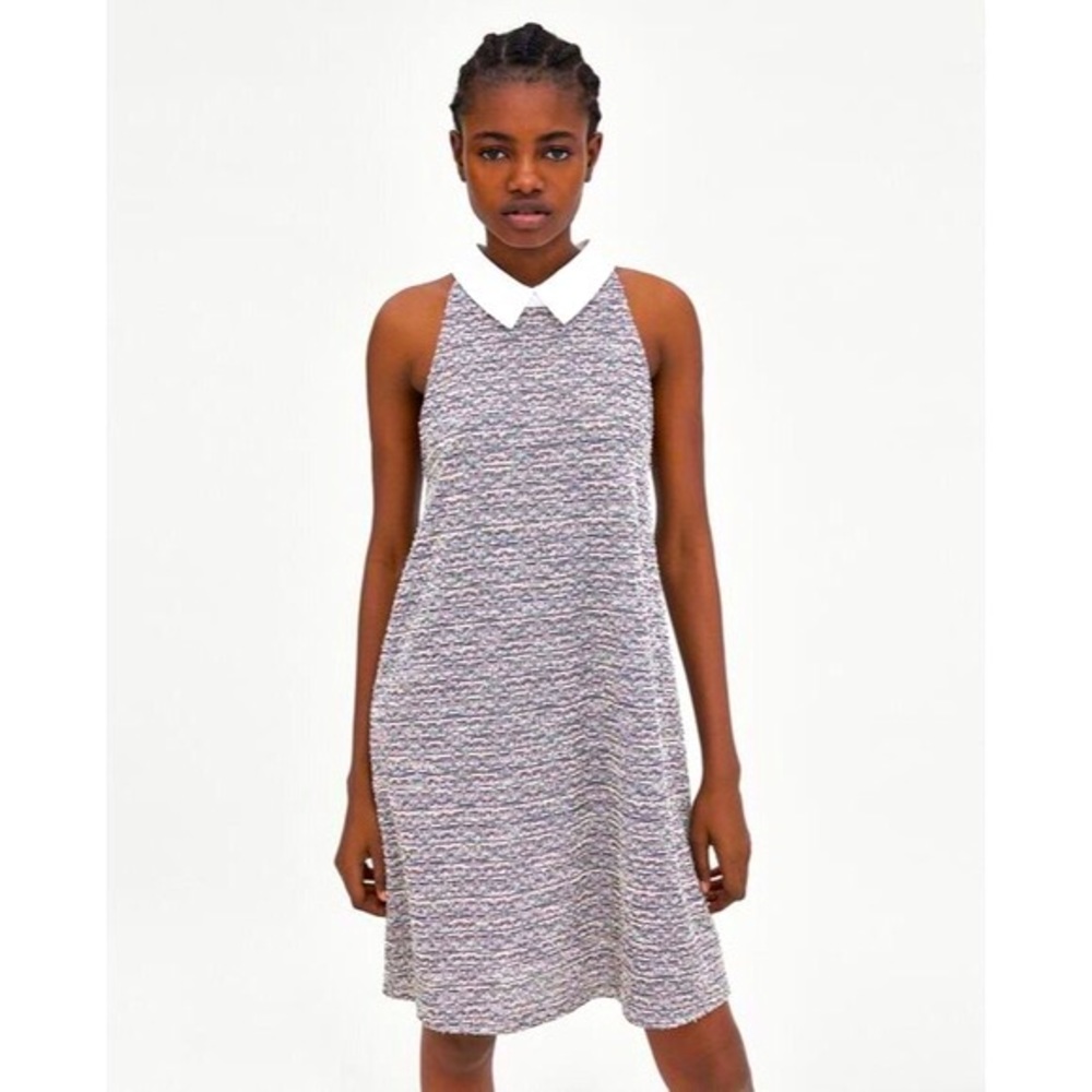 NWT Zara Trafaluc Mod Collared Tweed Dress Size S